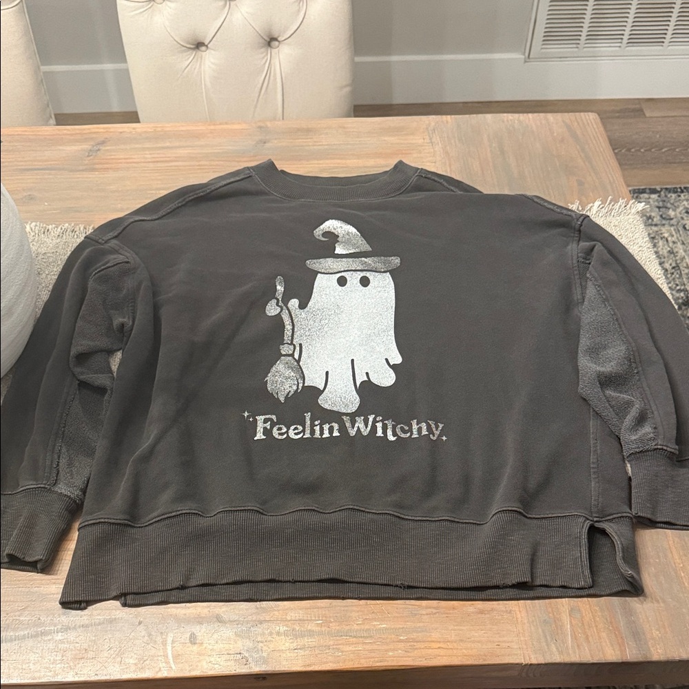 Aerie Charcoal Gray Knit Ghost Sweatshirt